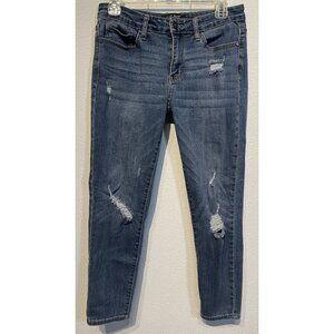 Judy Blue Skinny Fit Jeans Womens 30 Blue Denim Stretch Distressed Dark Wash